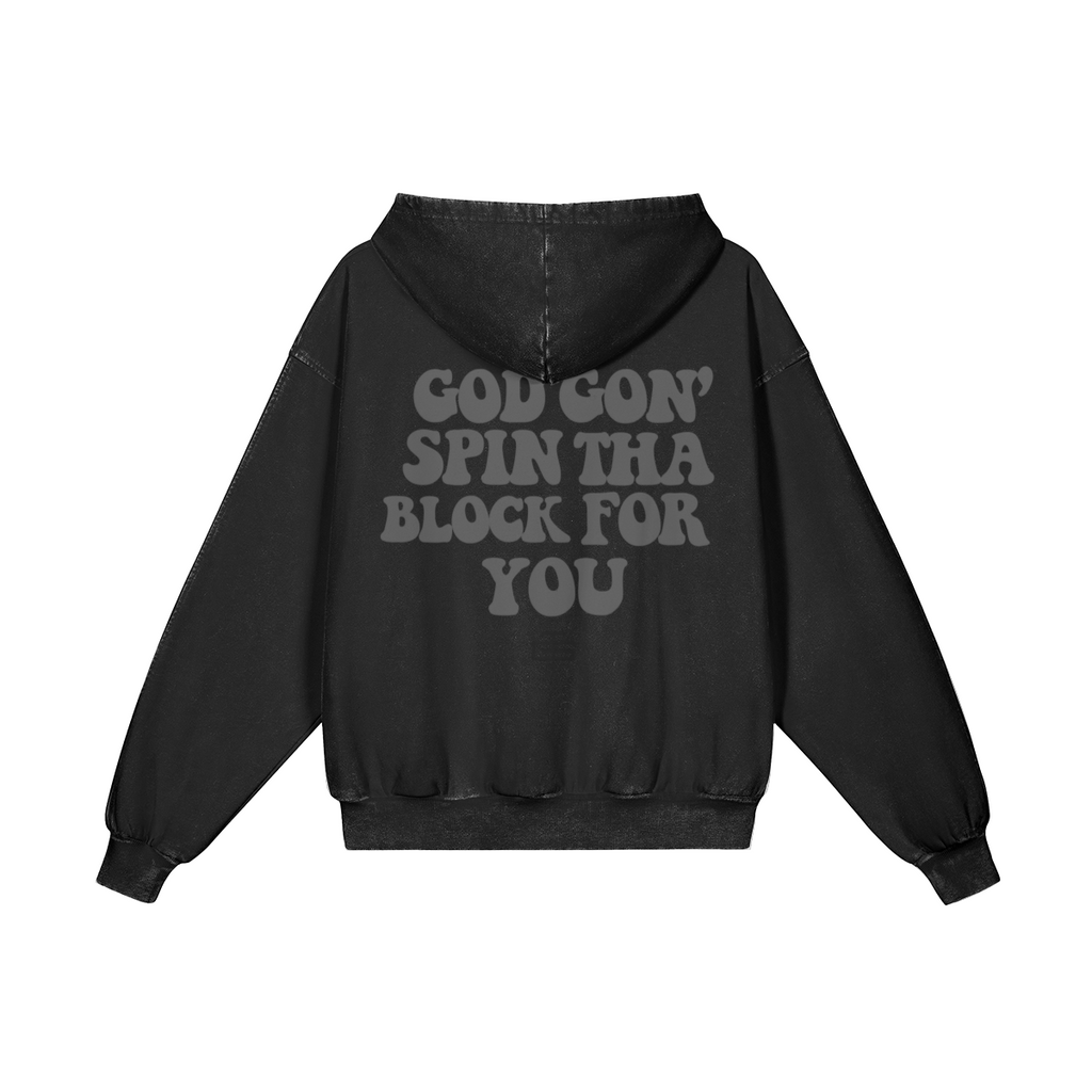 Spin Tha Block- Acid Wash Hoodie